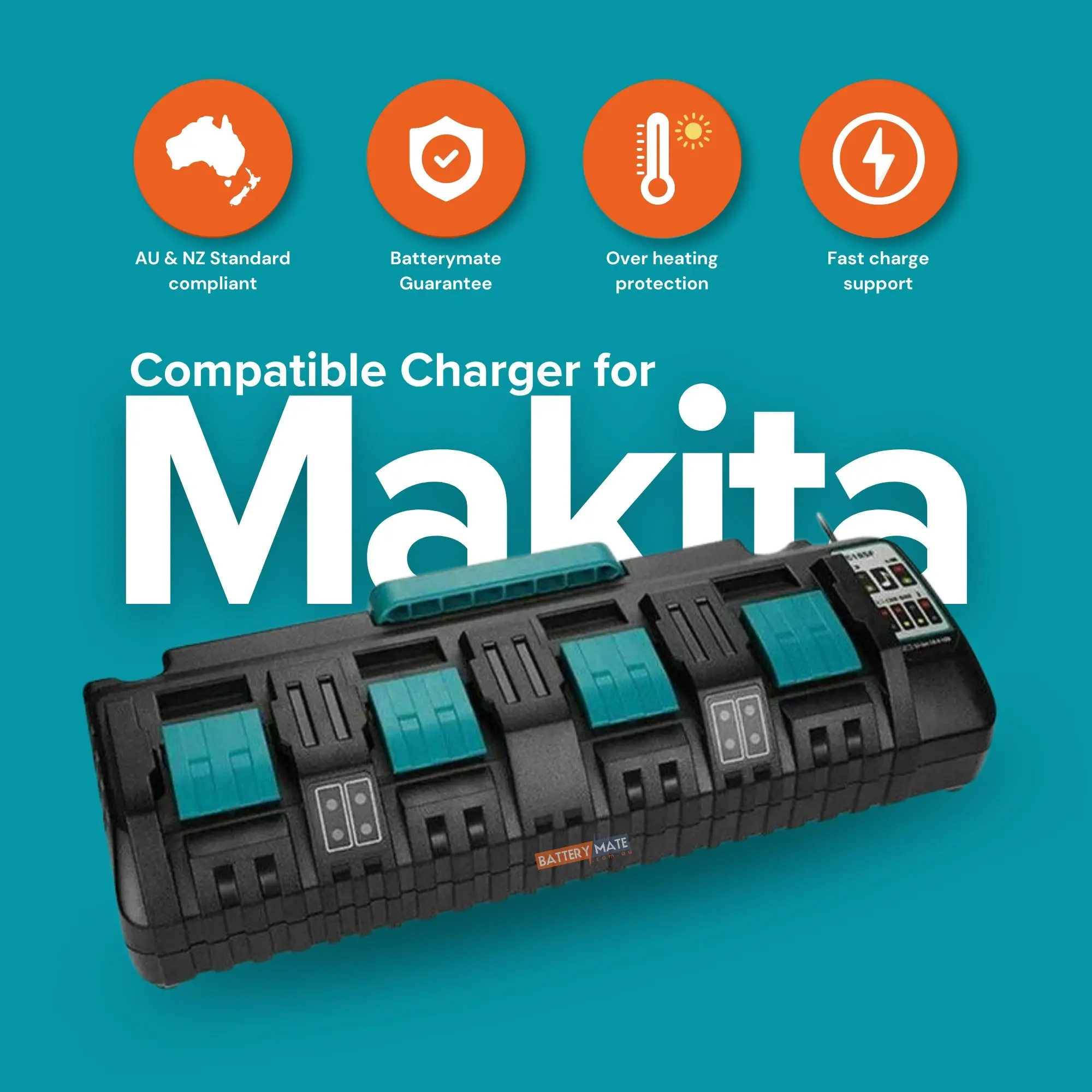 4 Port 18V Rapid Charger DC18SF for Makita 14.4V-18V Battery | BL1830 BL1840 BL1850 BL1860 BL1815 BL1430 DC18RD DC18RA etc