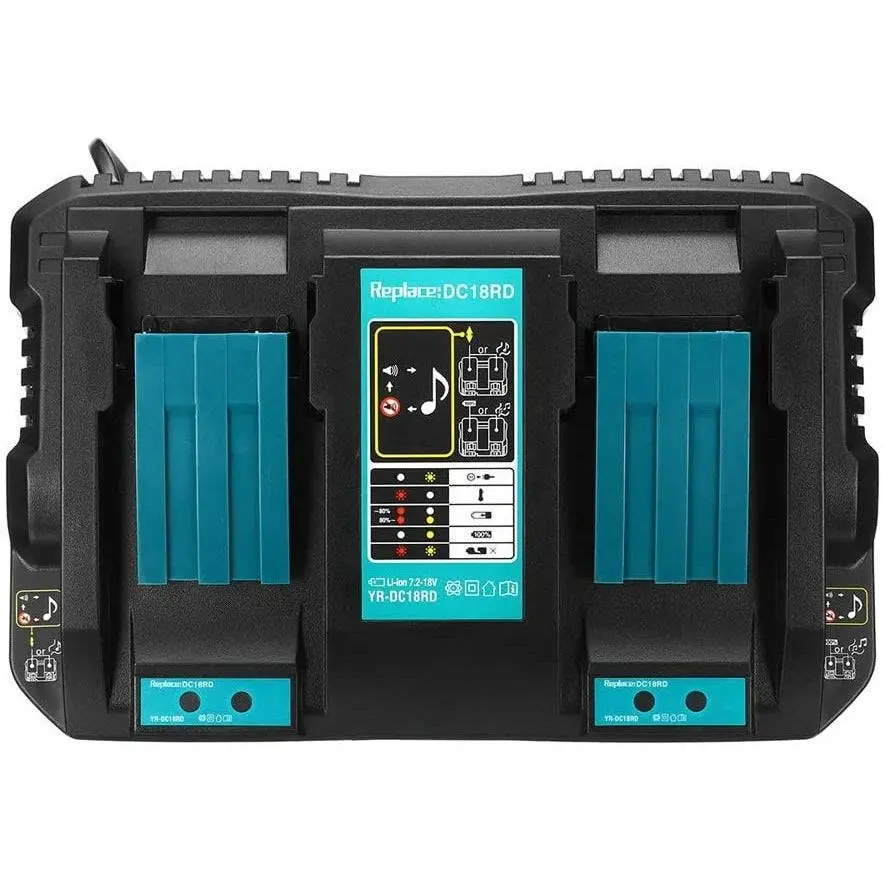 Makita 18V DC18RD Compatible Rapid Charger | Dual Port Lithium-Ion Battery Charger