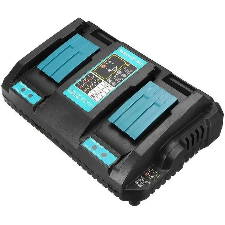 Makita 18V DC18RD Compatible Rapid Charger | Dual Port Lithium-Ion Battery Charger