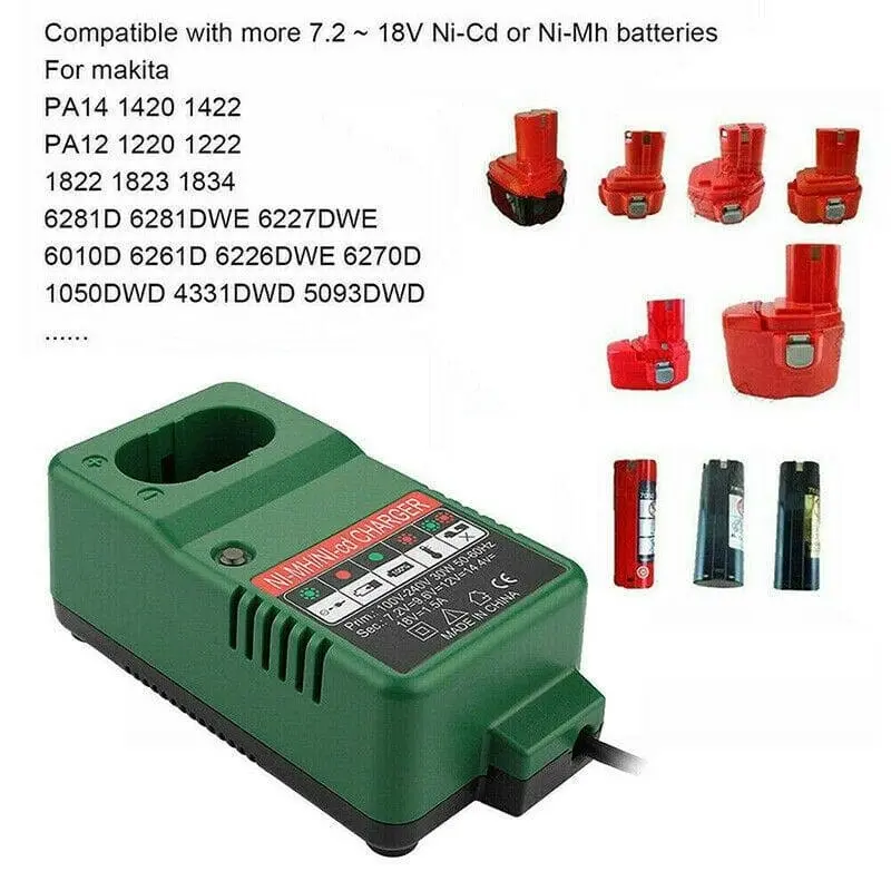 Charger for Makita NiMH NiCd Battery DC1414T DC1414F DC1804 7.2V-18V Tool