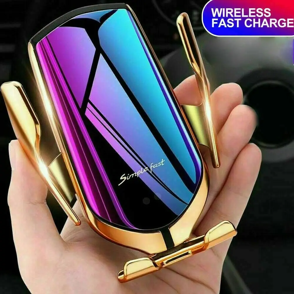 Qi Wireless Charger Car Mount Phone Holder Rack Automatic Clamping Smart Sensor