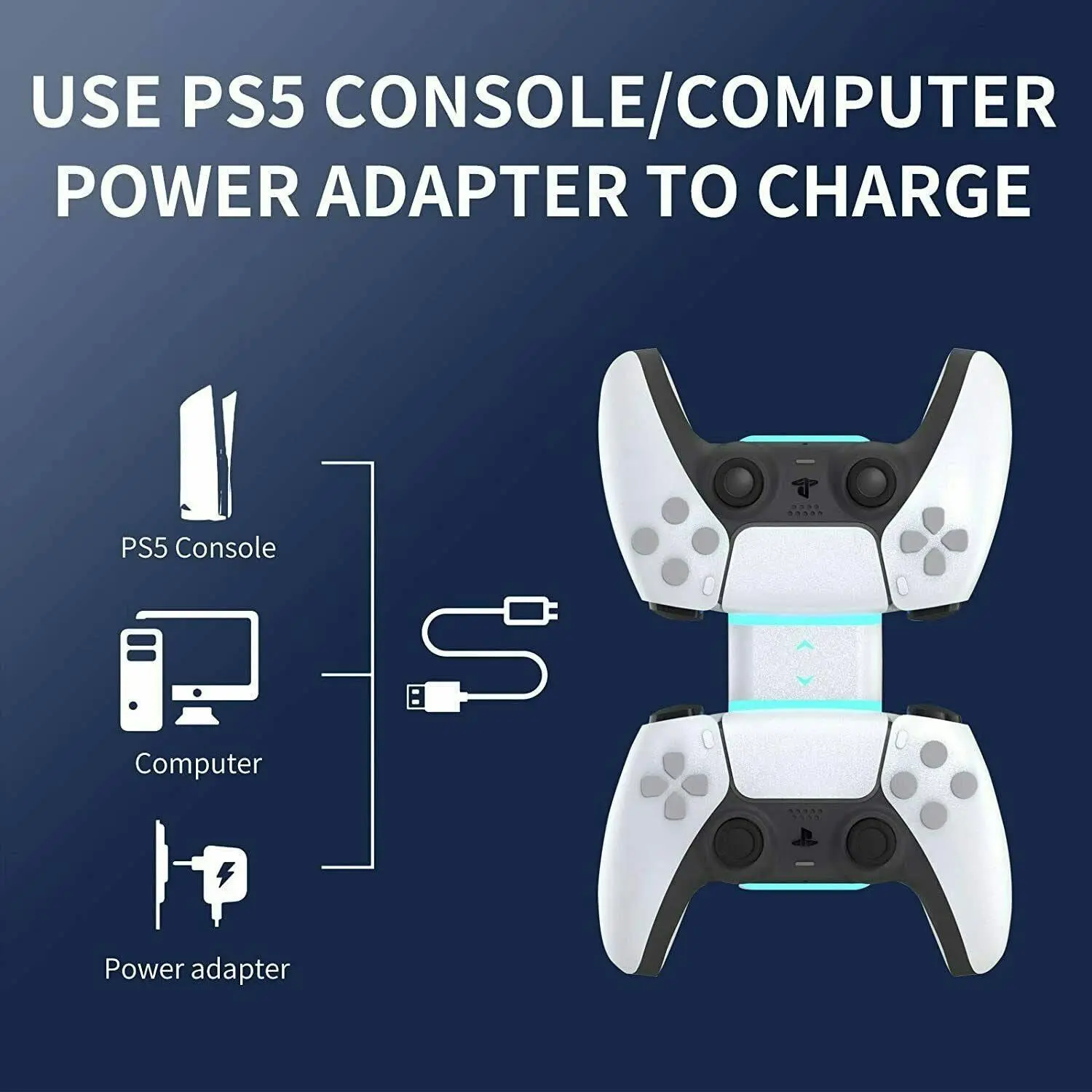 Dual Charger Dock Compatible for Sony PS5 Playstation 5 Controller