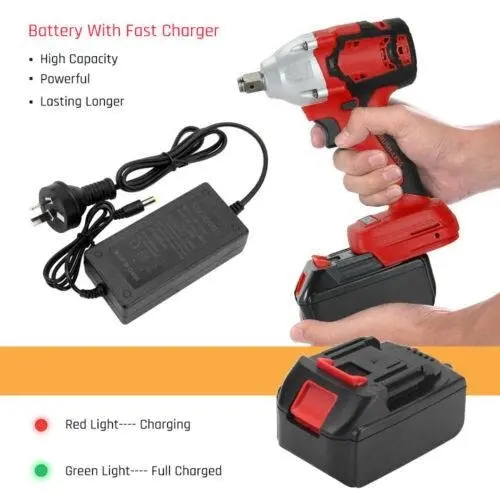 Cordless Power Impact Wrench Brushless Rattle Gun Drill Tool Socket w/ 2 Battery