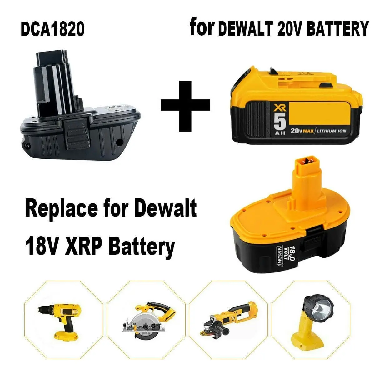 DCA1820 Adapter For Dewalt 20V MAX to 18V Convert for Li-Ion NiCD NiMh Battery