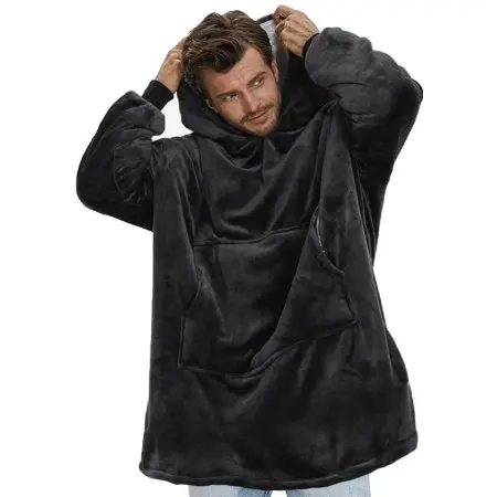 Oversized Blanket Hoodie - Black