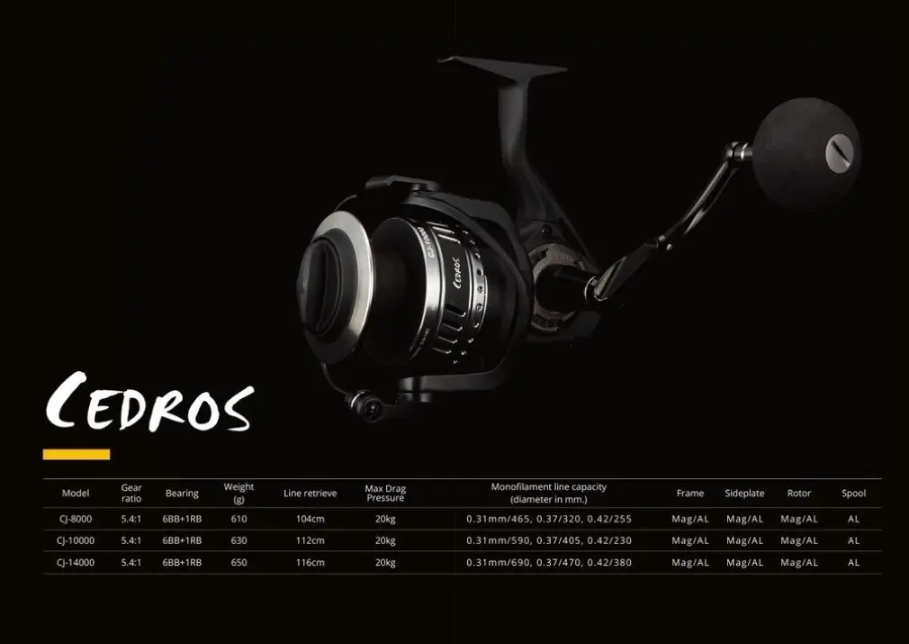 Okuma Cedros High Speed Spinning Fishing Reel - 7 Bearing Spin Reel