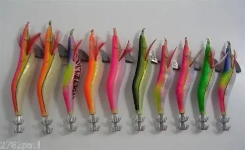 10 X Assorted Premium Squid Jigs In Zip Up Pouch - Large