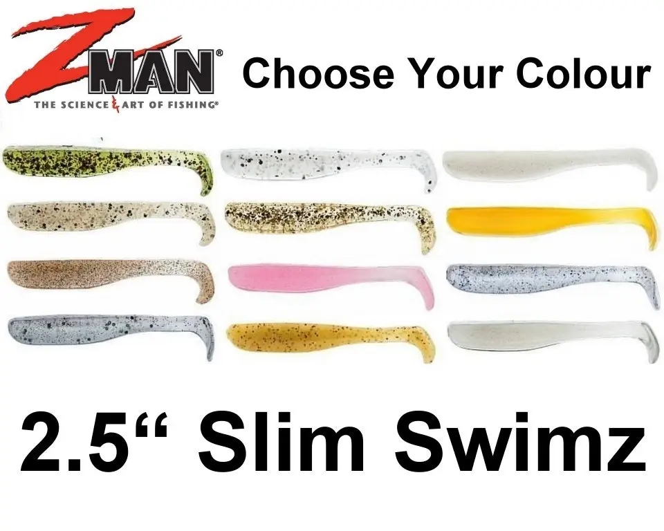 Zman 2.5" Slim Swimz Lures- 8 Pack - Z Man Soft Plastics Lures - Elaztech