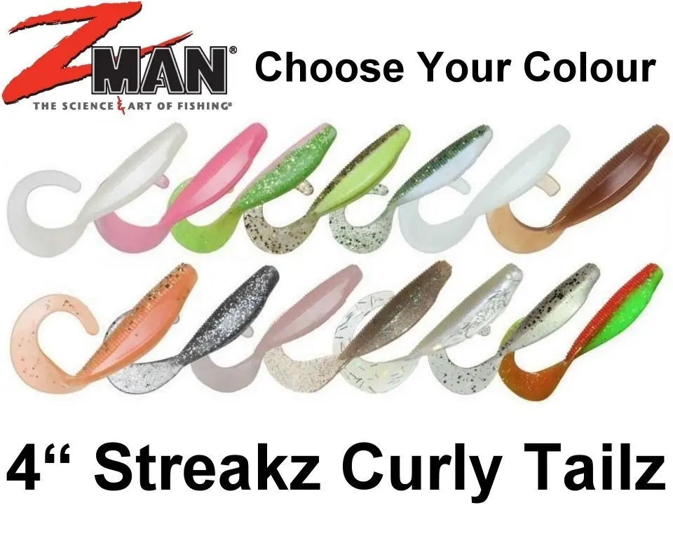 Zman 4" Streakz Curly Tailz - 5 Pack of Z man Soft Plastics Fishing Lures