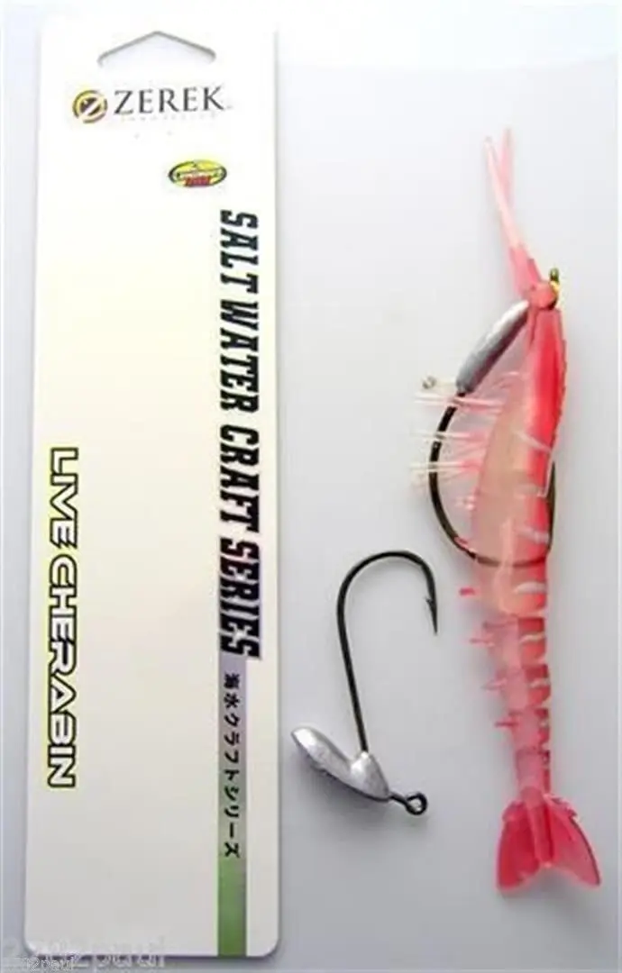 145mm Zerek Live Cherabin Pre Rigged Lumo Eyes Fishing Lure with Bonus Jig Head