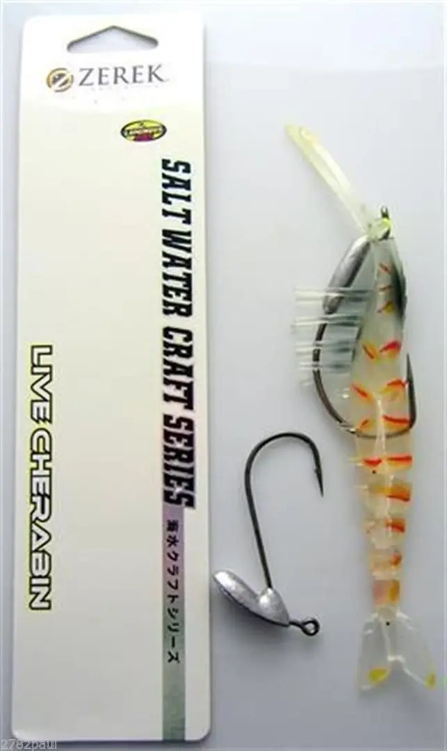 145mm Zerek Live Cherabin Pre Rigged Lumo Eyes Fishing Lure with Bonus Jig Head