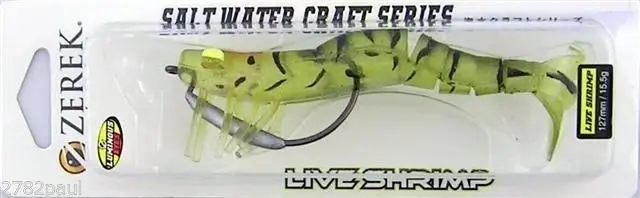 127mm Zerek Live Shrimp Pre Rigged Lumo Eyes Jointed Body Lure