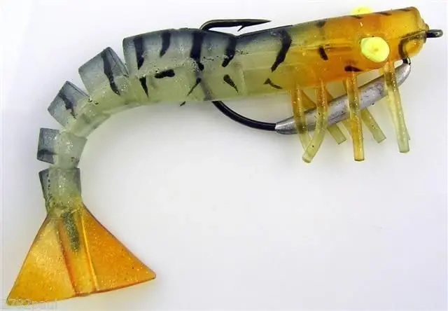 127mm Zerek Live Shrimp Pre Rigged Lumo Eyes Jointed Body Lure