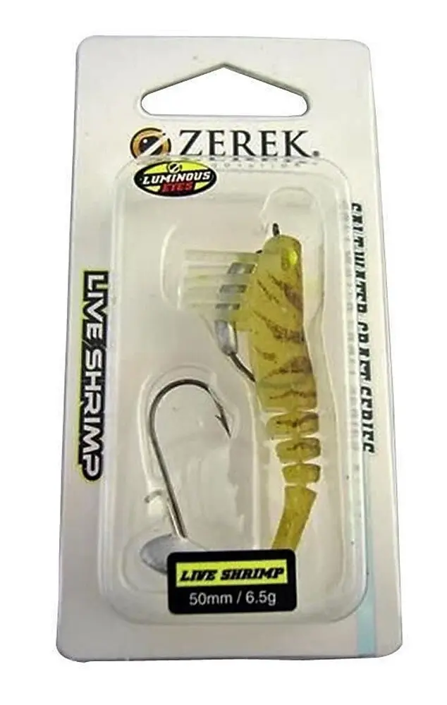 50mm Zerek Live Shrimp Pre Rigged Lumo Eyes Jointed Body Lure