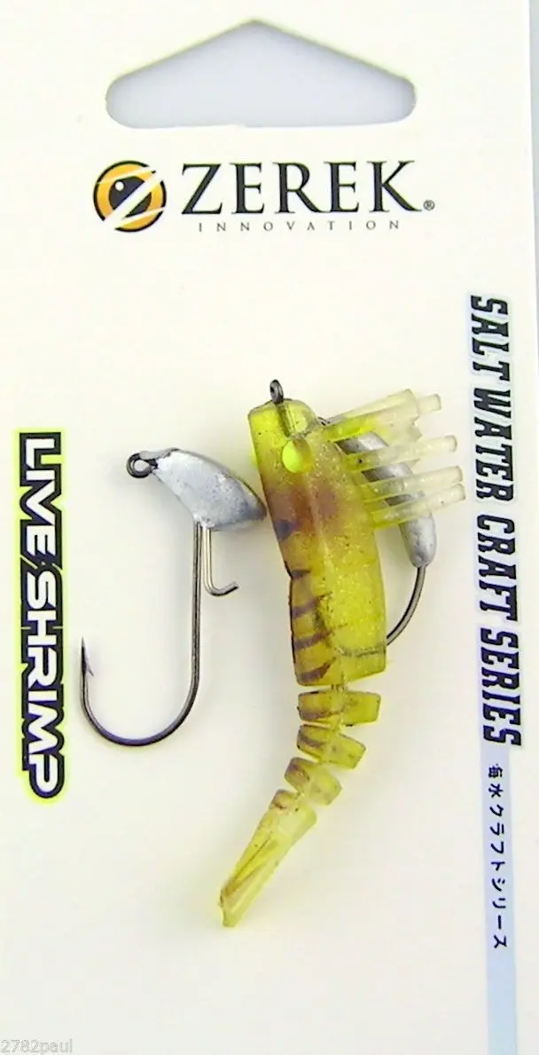 50mm Zerek Live Shrimp Pre Rigged Lumo Eyes Jointed Body Lure