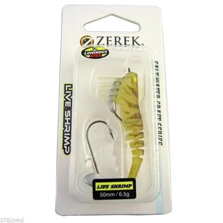 50mm Zerek Live Shrimp Pre Rigged Lumo Eyes Jointed Body Lure