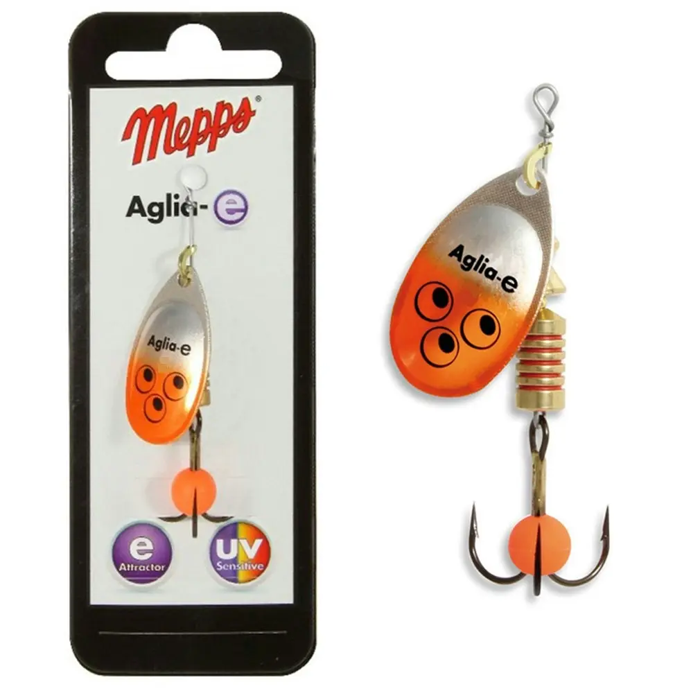 Mepps Lures Aglia-e Brite Spinner - Orange Spinnerbait Fishing Lure