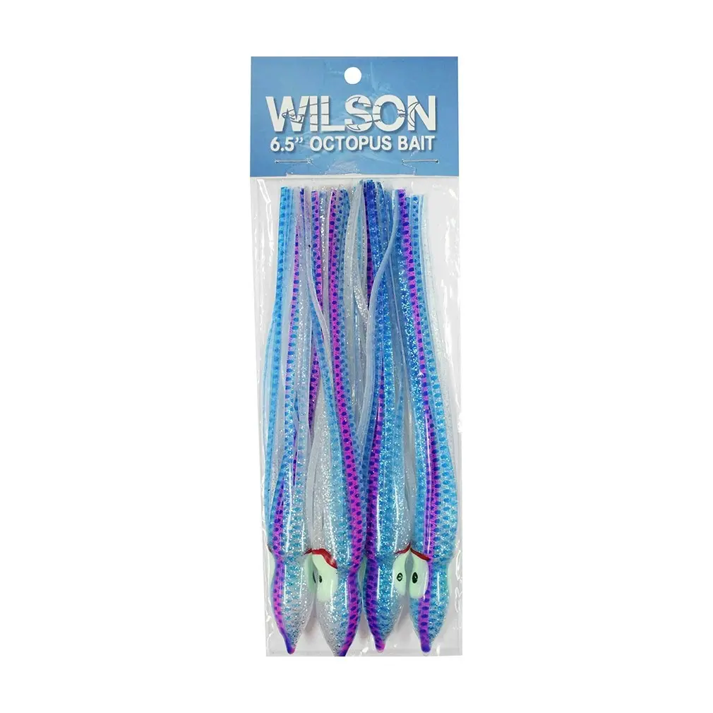 4 Pack of Wilson 6.5 Inch Vinyl Octopus Squid Skirts-Squid Tails-Trolling Skirts