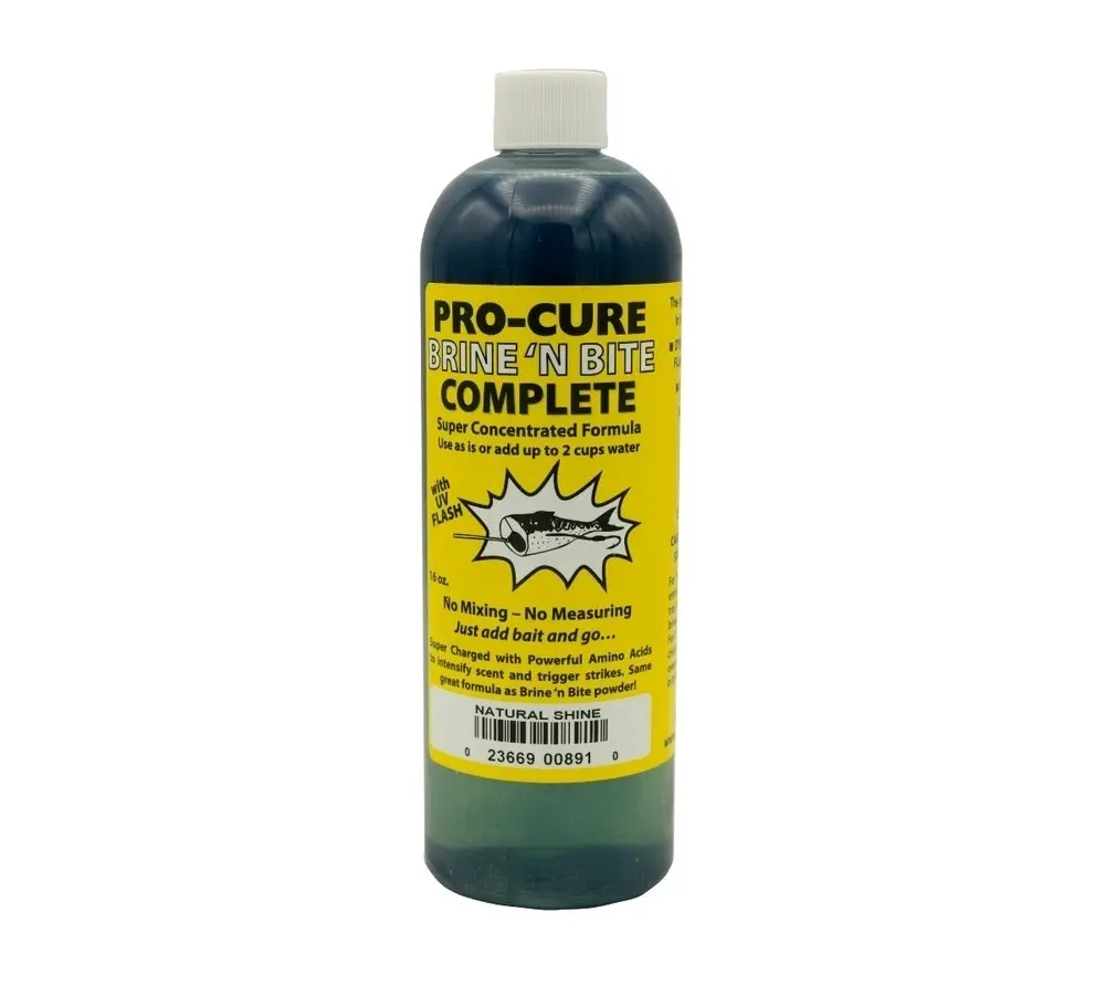 16oz Bottle of Pro-Cure Brine 'N Bite Complete Bait Scent Formula