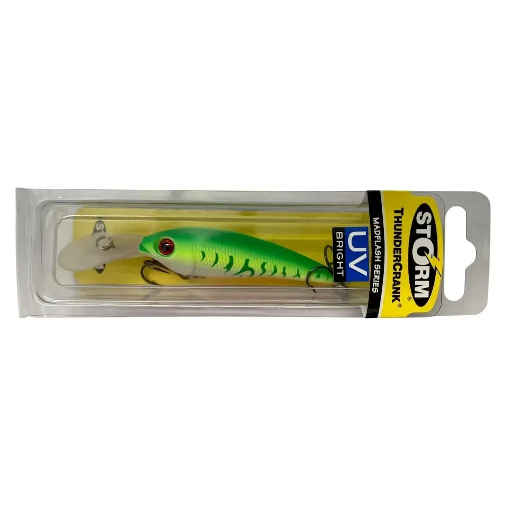 80mm Storm Thundercrank Madflash Hard Body Fishing Lure - Green Fire UV