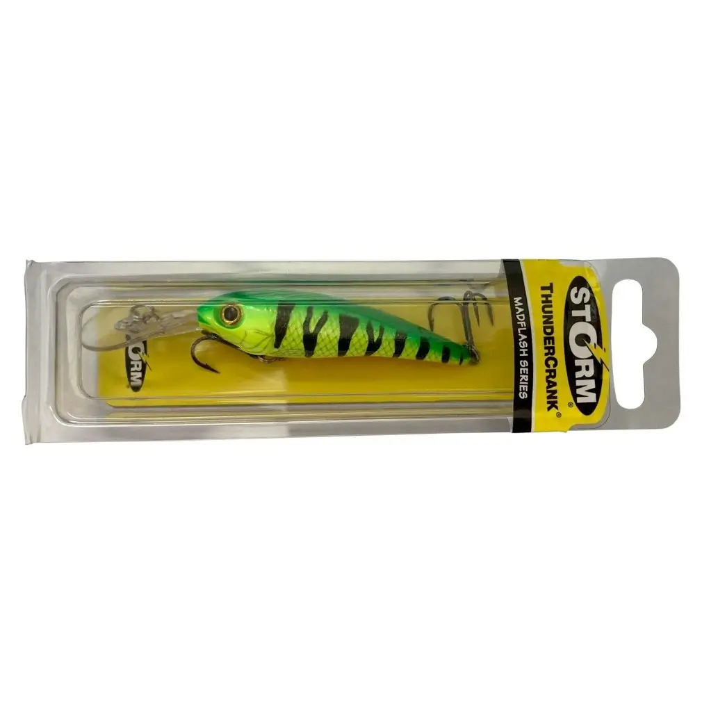 80mm Storm Thundercrank Madflash Hard Body Fishing Lure - Hot Green Tiger