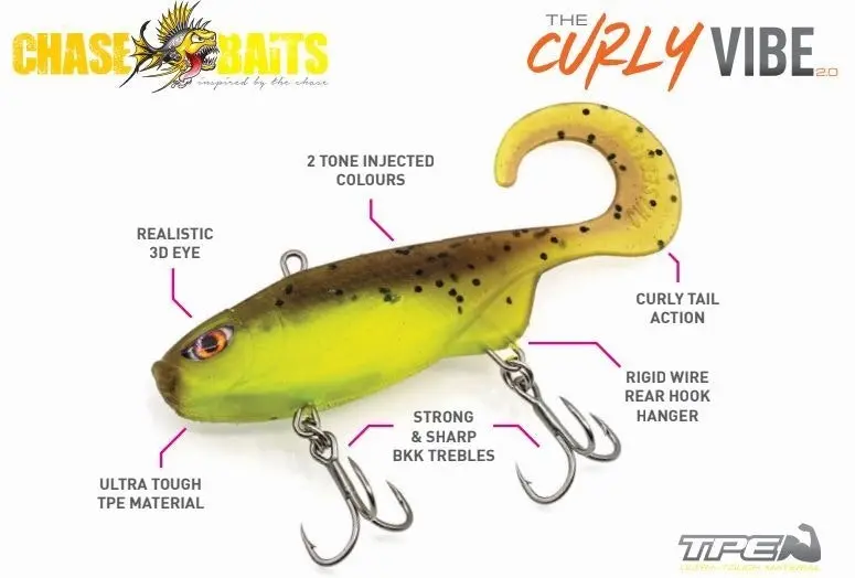 85mm Chasebaits Curly Vibe 2.0 Standard (13g) Soft Vibe Fishing Lure