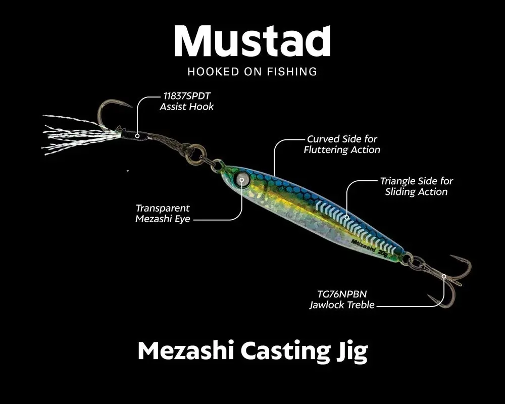 30gm Mustad Mezashi Casting Jig - Pre-Rigged with Treble and Assist Hook