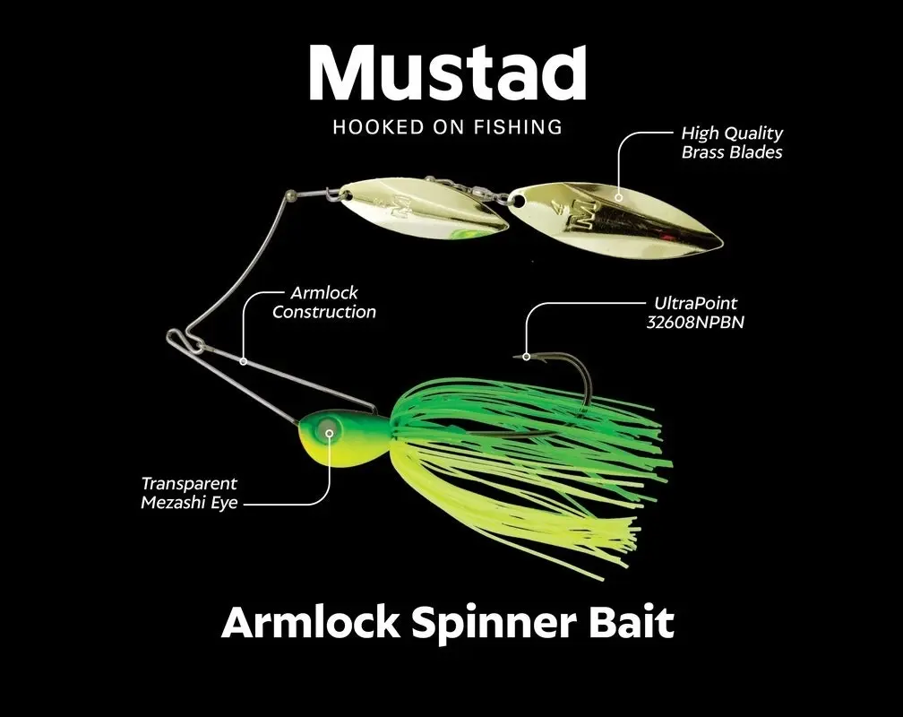 7gm Mustad Armlock Spinner Bait DW Fishing Lure with Double Willow Blades