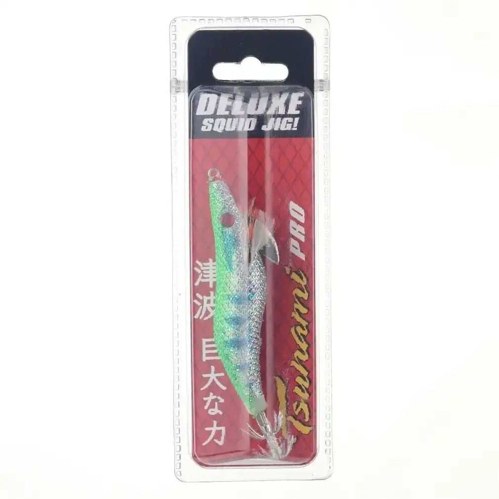 Size 2.5 Green/Blue Tsunami Pro Deluxe Egi Squid Jig Lure