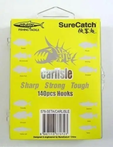 Surecatch 140 Piece Assorted Carlisle Fishing Hook Pack in Tackle Box