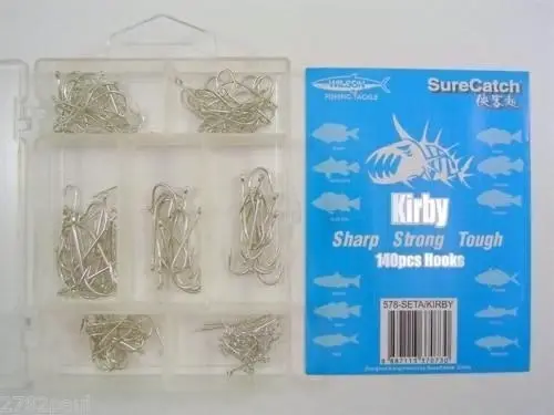 Surecatch 140 Piece Assorted Kirby Fishing Hook Pack in Tackle Box