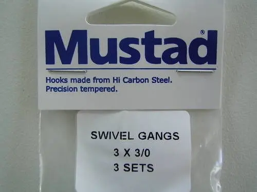 Mustad Pre-Rigged Swivel Gang Hooks 3/0 3 Hooks 3 Sets