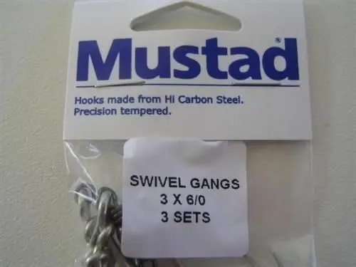 Mustad Pre-Rigged Swivel Gang Hooks 6/0 3 Hooks 3 Sets