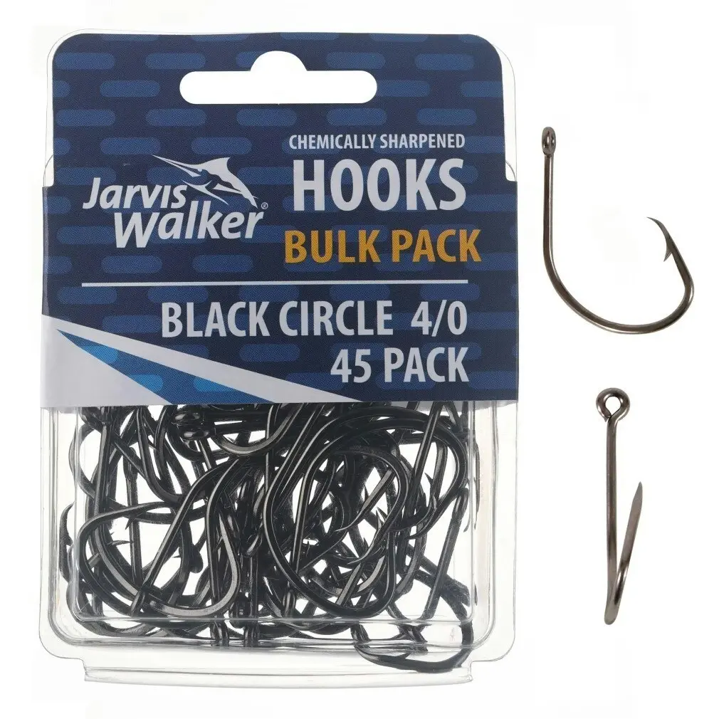 Jarvis Walker Chemically Sharpened Black Circle Fishing Hooks Value Pack