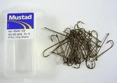 1 Box of Mustad 4540 1/2 Bronze Long Shank Kirby Fishing Hooks