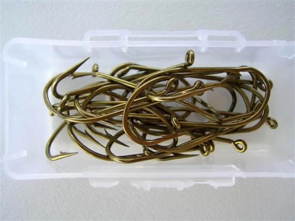 1 Box of Mustad Bronze 540 French Viking Fishing Hooks