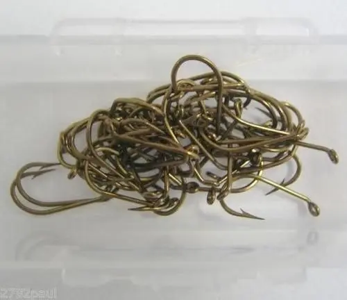 1 Box of Mustad Bronze 540 French Viking Fishing Hooks