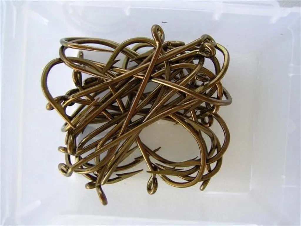 1 Box of Mustad Bronze 540 French Viking Fishing Hooks