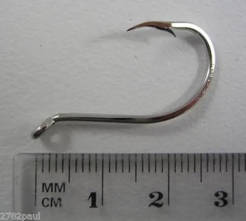 1 Box of Mustad 92554 2x Strong Nickle Plated Octopus Fishing Hooks