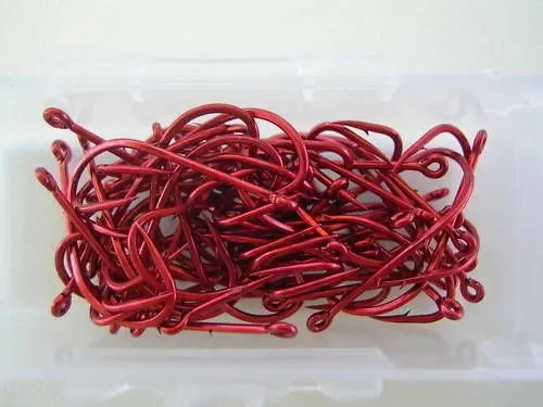 1 Box of Mustad 92668NPNR Red Baitholder Chemically Sharpened Fishing Hooks