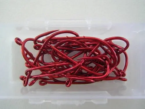 1 Box of Mustad 92668NPNR Red Baitholder Chemically Sharpened Fishing Hooks