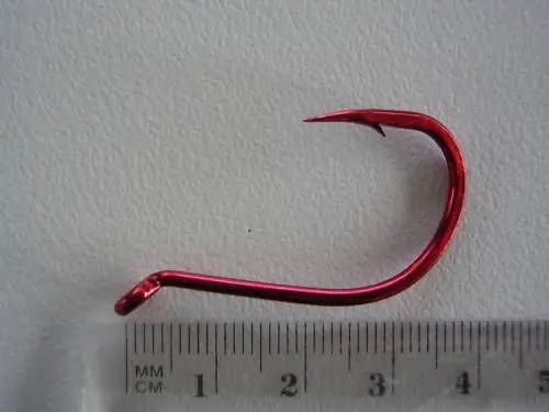 1 Box of Mustad 92554NPNR Big Red Chemically Sharpened Fishing Hooks