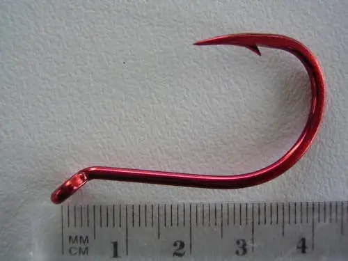 1 Box of Mustad 92554NPNR Big Red Chemically Sharpened Fishing Hooks