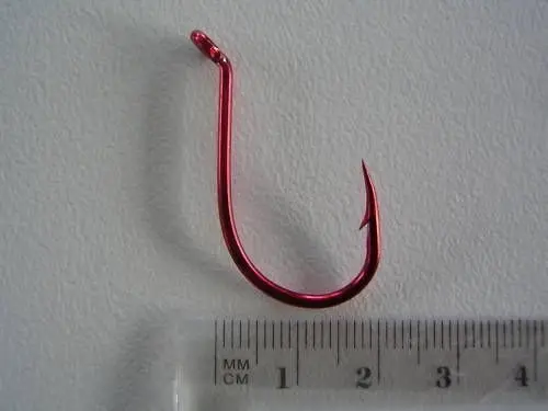 1 Box of Mustad 92554NPNR Big Red Chemically Sharpened Fishing Hooks