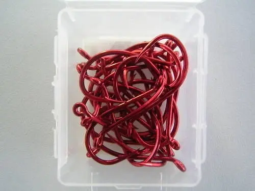 1 Box of Mustad 92554NPNR Big Red Chemically Sharpened Fishing Hooks