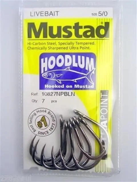 3 Packs of Mustad 10827NPBLN Hoodlum 4x Strong Chemically Sharp Fishing Hooks