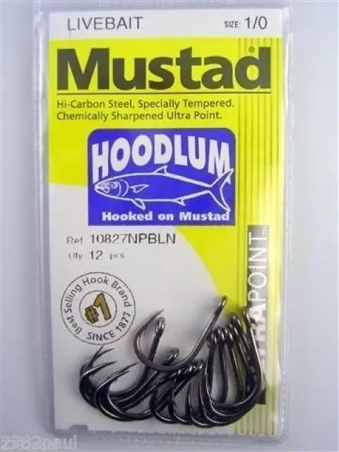 3 Packs of Mustad 10827NPBLN Hoodlum 4x Strong Chemically Sharp Fishing Hooks