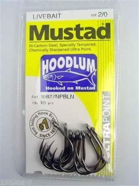 3 Packs of Mustad 10827NPBLN Hoodlum 4x Strong Chemically Sharp Fishing Hooks