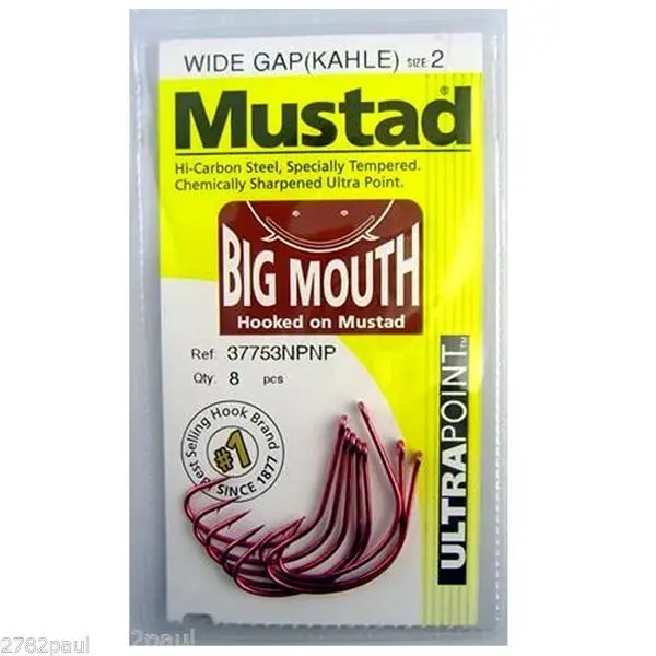 1 Packet of Mustad 37753NPNP Big Mouth  Chemically Sharp Fishing Hooks