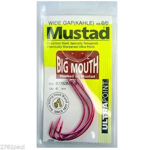 1 Packet of Mustad 37753NPNP Big Mouth  Chemically Sharp Fishing Hooks